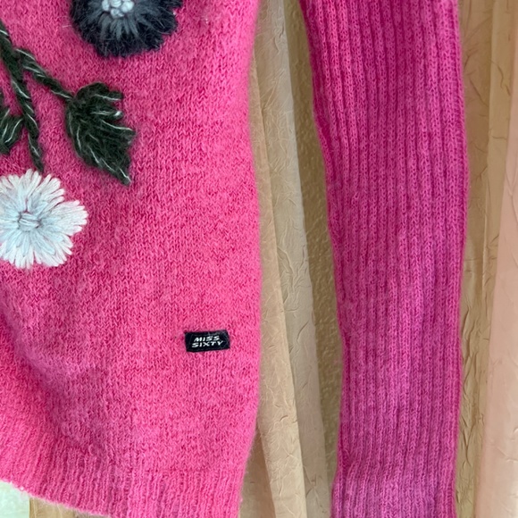 Luxury Miss Sixty Brand Pink Mohair Embroidered Sweater Top - Picture 2 of 9